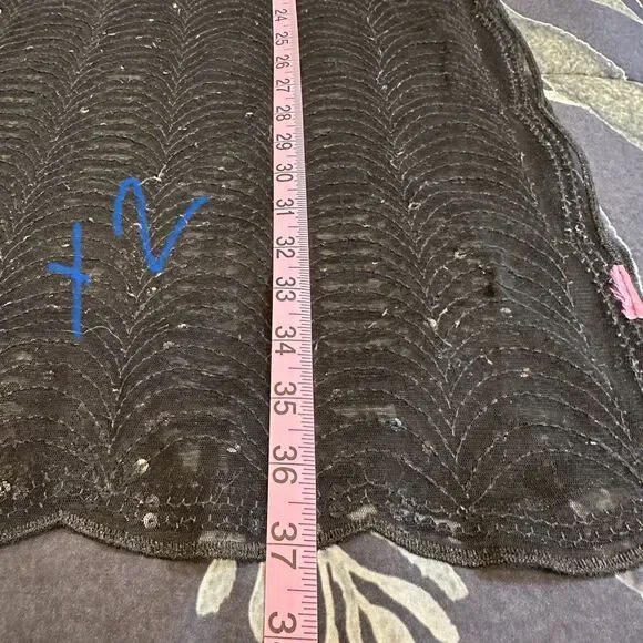 Vintageāblack scalloped sequin scarf lightweight dressy evening EUC - Picture 9 of 16